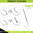 Cynamed Premium Stainless Steel Dental Tool Kit, Oral Care Hygiene Pick, Tartar Scaler, Tweezers & Mouth Mirror