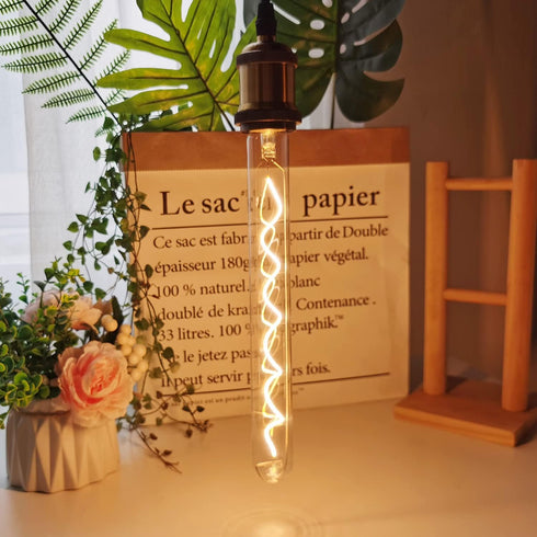 TIANFAN Vintage LED Bulb, 2-Pack Long Test Tube T10 300mm, 4W Dimmable Edison Style, E26 Transparent