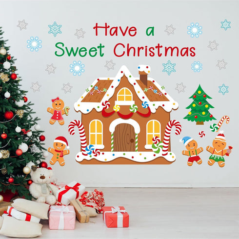 ZOIIWA Winter Christmas Gingerbread House Bulletin Board Set, Gingerbread Man Cutouts for Classroom Home Wall Decor