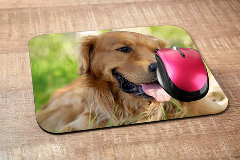 Dog Gaming Mousepad, Golden Retriever Theme Mouse Pad for Computer Desk Laptop Office 9.5 X 7.9 Inch Non-Slip Rubber