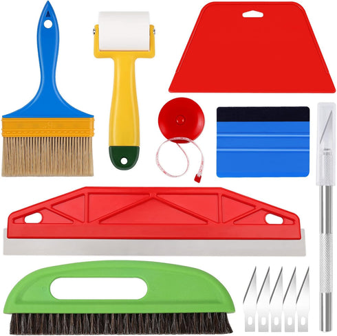 WRAPXPERT Wallpaper Smoothing Tools Kit with Squeegee, Seam Roller, and Brush for Wallpaper Hanging