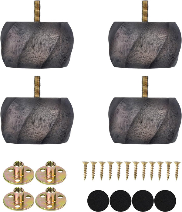 Maricome 2 Inch Bun Feet for Furniture Set of 4 Predrilled M8