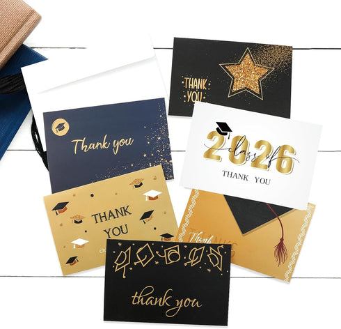 Nihuecne 36 Pack 4" 6" Commencement 6 x Graduation Thank You Cards with Self-adhesive Envelopes for College & High