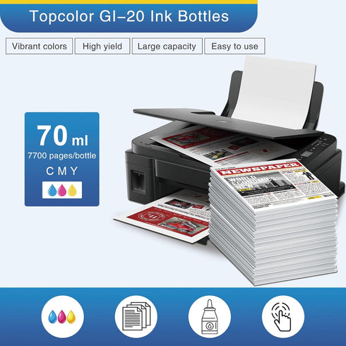 GI-20 G7020 G6020 Color Ink Refill Bottles Set for Canon GI 20 GI20 GI-20 Compatible with Canon G7020 G6020 G5020