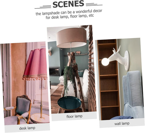 E27 Retro Fabric Lampshade Tassel Trim Pendant Shade for Table and Floor Lamps Vintage European Style Lampshade