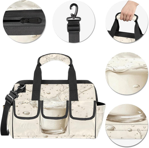 Adornori Milk Drinks Tool Bags for Men and Women Funny Heavy Duty Tool Tote Organizer Bag for Electrician Carpenter