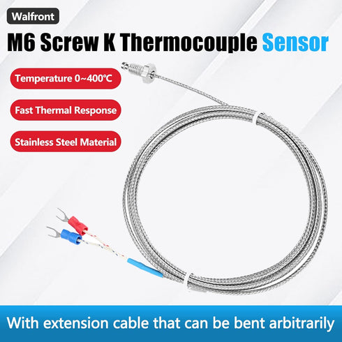 Screw Probe Temperature Sensor K Type Thermocouple M6 Screw Thread Two Wire Temperature Controller 0-400?(5M)