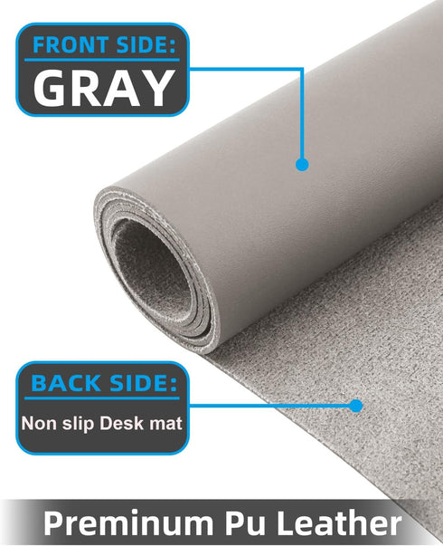 Office/Home(35"x17",Light Leather Desk Pad Protector,Large Mouse pad,Office Desk mat,Laptop Mat for Desk, Non-Slip PU