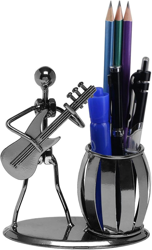 Guitar Pen Holder, Creative Desktop Accessories, Multipurpose Metal Desk Pencil Holder for Gifts and Office