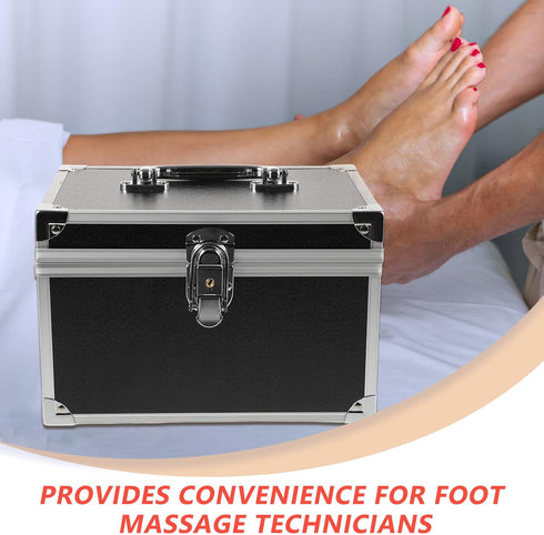 24x16x16cm Toolbox INOOMP Portable Tool Box with Waterproof Lining, Small Carry-out for Foot Massage Technician, Black
