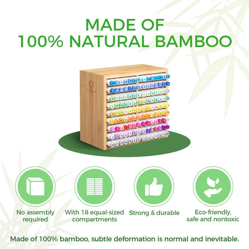 Ohuhu Bamboo Marker Organizer, Wooden Desktop Storage for 126 Markers, Pens, and Art Brushes