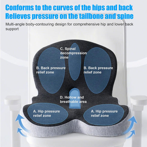 ICZQWURE Orthopedic Cushion for Office Chair & Car - L-Shaped Memory Foam with Lumbar Support, Adjustable Strap