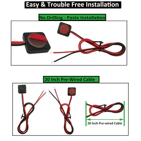 2pcs Mini Momentary Push Button Switch, 12V 24V Prewired Surface Mount Switch with Cover