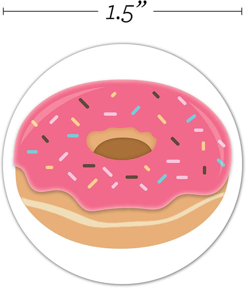 Stylish Donut Stickers, 500 Labels Roll, 1.5" Adorable Food Party Envelope Seals, Made in The USA