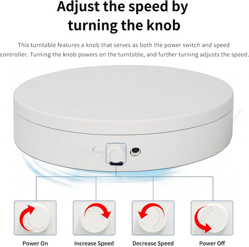 Foxvee Turntable,360 3D Scan(7.87inch/White) Remote-Controlled Motorized Silent Spinning Display Stand,Speed-Adjustable