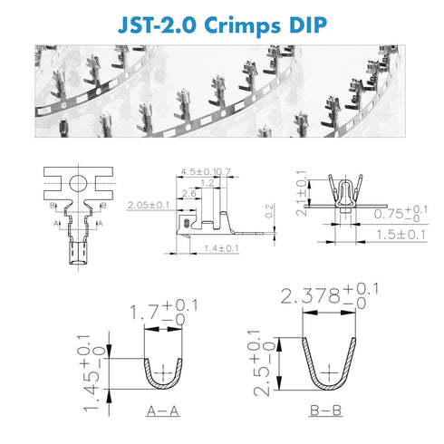 JST PH 2.0 mm Pitch 5-Pin/6-Pin/7-Pin Electronic Connector Kit, 90 Sets/730 Pieces Wire-to-Board Adapter
