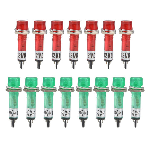 uxcell Signal Indicator Dash Light DC 12V, LED Bulbs XD7-1 Red+Green, 7mm 9/32" Panel Mount, 15Pcs