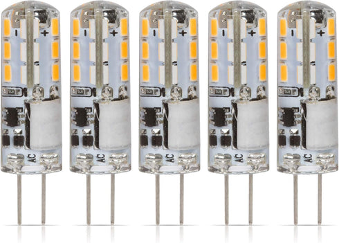 Simba Lighting LED G4 Bulb (5 Pack) 1.1W T3 10W Halogen Replacement, 12V AC/DC JC Bi-Pin Base, Soft White 3000K
