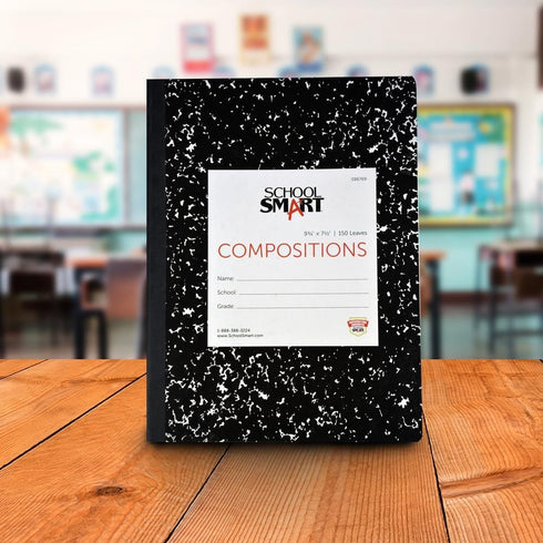 School Smart Hard Cover Ruled Composition Book, 150 Sheets, 9-3/4 x 7-1/2 Inches