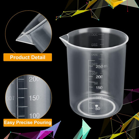 30PCS Plastic Beakers, 250ml Graduated Measuring Cups, Premium Polypropylene for Home School Lab Science Experiments