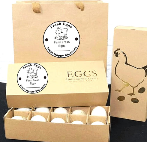 Farm Fresh Eggs Stickers, 500 Pcs Carton Labels Per Roll - 1.5 Inch Fresh Eggs Farmer's Market Packaging Sticker.
