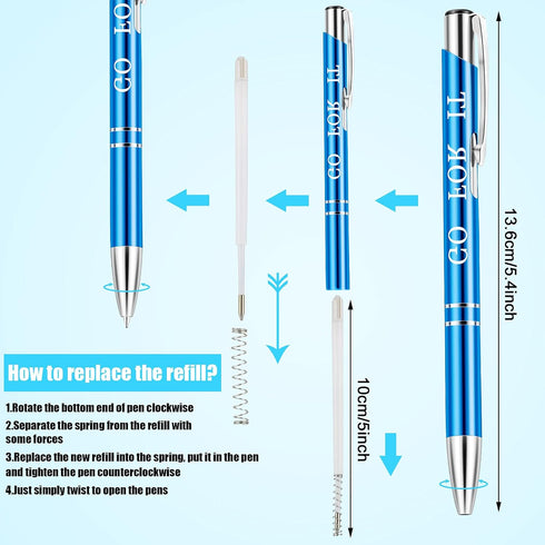 Inspirational Ballpoint Pens, Employee Appreciation Gifts, Bulk Motivational Quote Pens with Coated Metal, 10 Colors