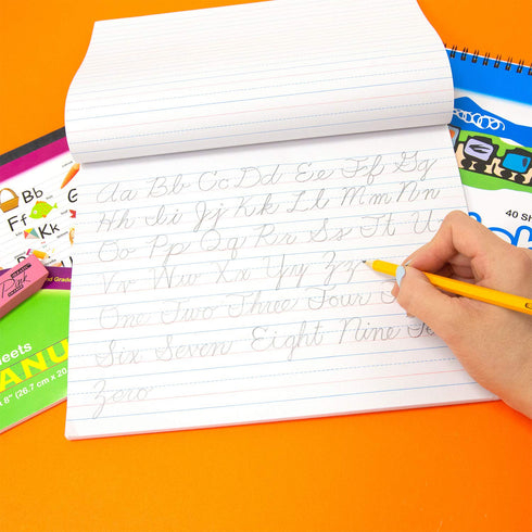 BAZIC 50 Sheet Cursive Writing Pad, 10.5" X 8", Handwriting Practice Workbook, Grades 2-3, 1-Pack