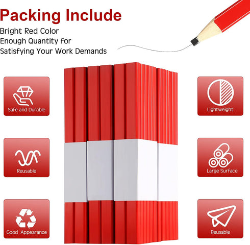 Carpenter Pencils Medium Hard Natural Wood Cased Pencils, Quality Flat Wood Octagonal Red Hard Black Pencils for Professional Use Office School Supplies (120) by Outus