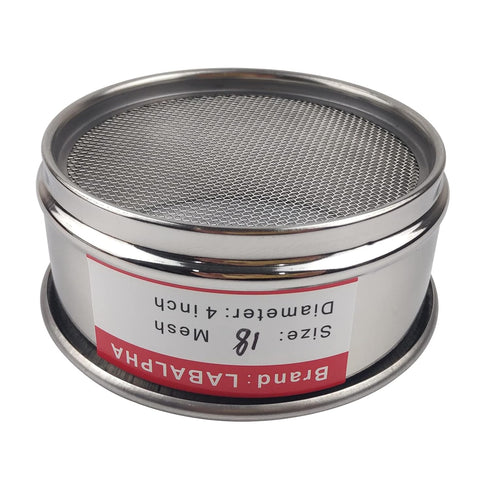 LABALPHA 18 Mesh Lab Sieves - Test Sieve #18 Mesh, 4'' Diameter, 304 Stainless Steel Wire Cloth