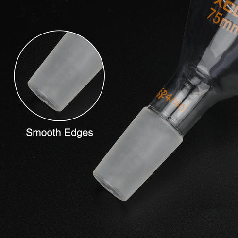 Glass Powder Funnel, Borosilicate Glass Filter Funnel, Short Stem with 75 mm Top Outer Dimension, 24/40 Inner Joint