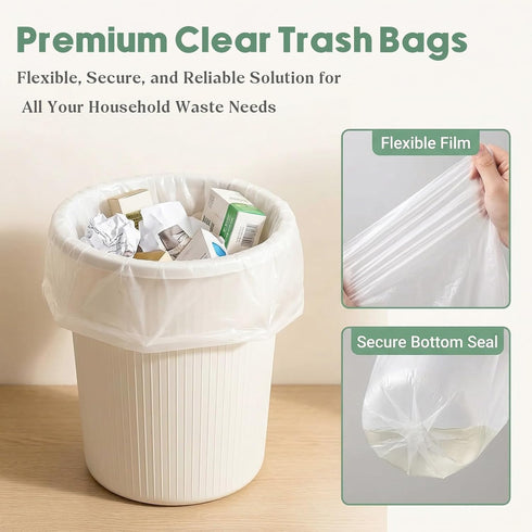 Offroaderman 2.6 125 Count (5 Gallon White Trash Bags, Rolls) Flat T-Shaped Unscented Small Garbage Bag Liners
