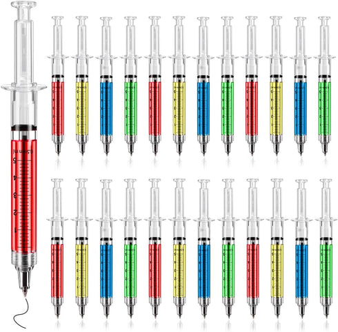 Multi-Color Syringe Pen, Writes in Black Ink, Nurse Pens, Office Supplies, 24 Pieces