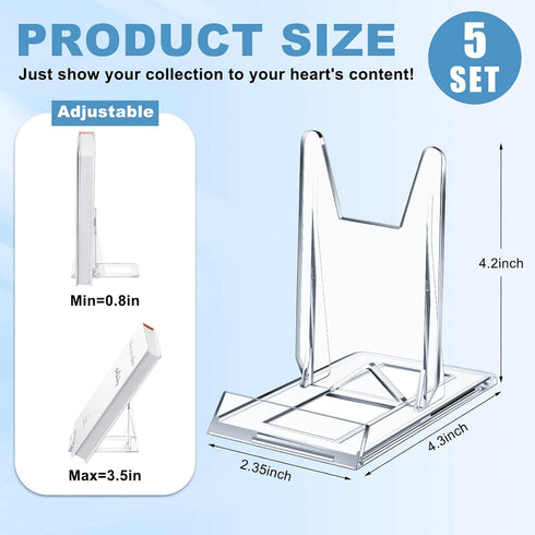 Hushee 5 Pack Album Acrylic Book Stand for Display Adjustable Clear Book Display Holder Easel Rack Stand for Home