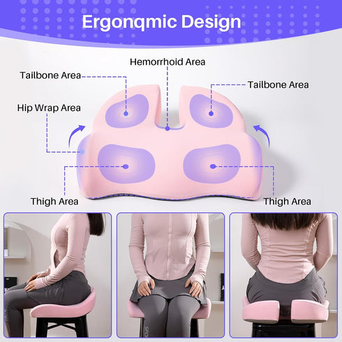 Tailbone Seat Cushion for Office Chair, Large Thick Seat Cushion for Pain Relief, Sciatica & Back Support, Memory Foam