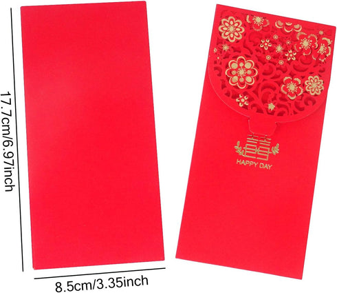 Honbay 10PCS Chinese Red Envelopes - Lucky HongBao Money Pockets for Weddings, 17.7x8.5cm