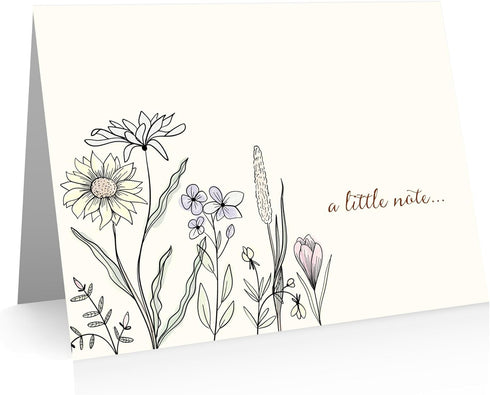 Quni Brand Wildflower Note Cards (12 cards with blank matching envelopes) Thank You
