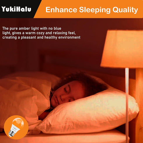 Bulbs, A15 1800K E26 600Lm, 60W Bulbs 4-Pack YukiHalu LED Amber Orange Light Equivalent Soft Warm Sleep Light