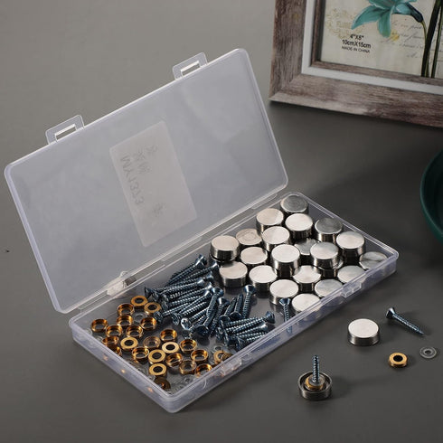 32 Pieces Mirror Screws Decorative Cap, Stainless Steel Screw Cover, Decorative Caps for Mirror, Sign Advertising