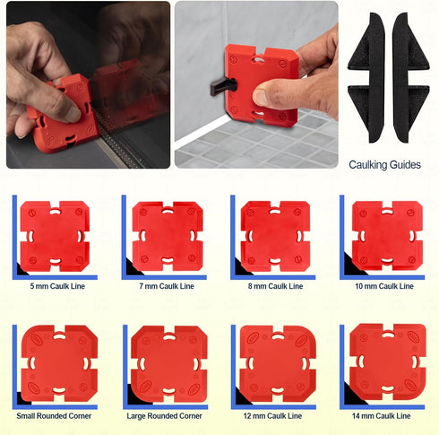 Caulk Application Tool Kit, 9 Pcs Sealant Finishing Tool Set, Silicone Profiling Kit for Tile, Siding, Window Caulking