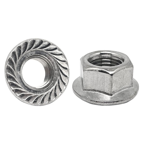 QINGSHENG M14-1.5mm Thread Pitch 304 Stainless Steel Flange Nut Hex Lock Nuts,Fine Tooth(4pcs)