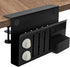 Desk Side Storage, Laptop Metal Organizer, Under Desk Holder with Pen Holder and 2 Hooks, Black