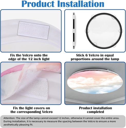 2 12 Inch ANGSYLTH Pcs Fluorescent Light Covers - Round Covers for Ceiling Lights, Home Velcro Light Filters