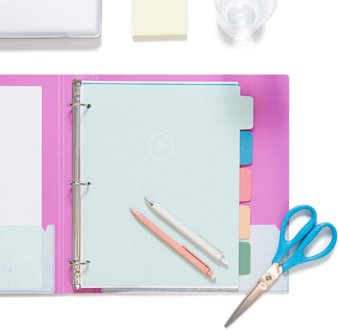 U Brands U-Eco Poly Binder with 5 Tab Divider Set, 8.5'' x 11'', Orchid, Two-Pockets, Letter Size (6606U01-12)