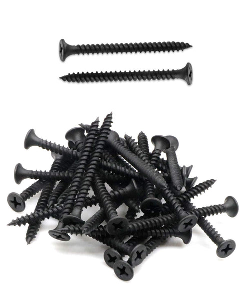 50pcs #8 x 2 Flat Head Phillips Drywall Screws, Fine Thread, Carbon Steel 1022A, Black Phosphate