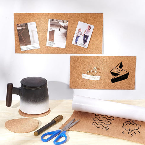 BENECREAT 2mm Thick Adhesive Cork Roll Liner, 12x24 Inch Insulation Cork Roll for Bulletin Board and Wall Decors