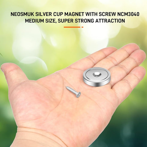 100lbs Countersunk 4 Pack Neosmuk Magnets with Screws, Heavy Duty Rare Earth Neodymium Mounting Magnets with Holes