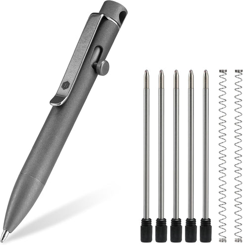 KeyUnity KP04SW Bolt Action Pen with Clip, Titanium Alloy EDC Pocket Pen, Retractable Metal Ballpoint