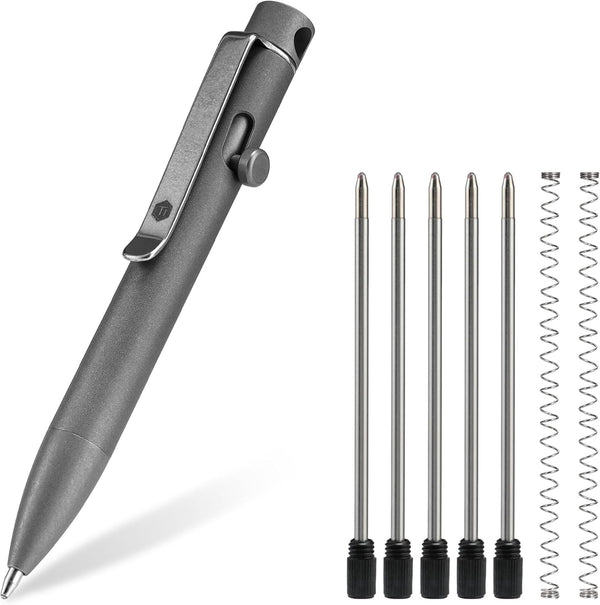 KeyUnity KP04SW Bolt Action Pen with Clip, Titanium Alloy EDC Pocket Pen, Retractable Metal Ballpoint