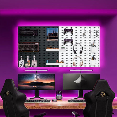 Pegboard Combination Kit - Wall Mounted Organizer with 20 Accessories for Home, Office, and Gaming Setup