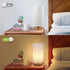 Small Bedside Night Table Lamp for Bedroom, Minimalist Nightstand Lamp with Round Fabric Linen Shade for Kids Room